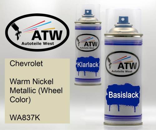 Chevrolet, Warm Nickel Metallic (Wheel Color), WA837K: 400ml Sprühdose + 400ml Klarlack - Set, von ATW Autoteile West.